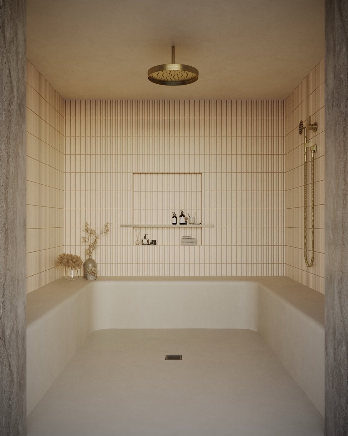 Boutique wet room — fluted tile